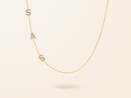 10K Gold Asymmetrical Diamond Initial Necklace on Sale