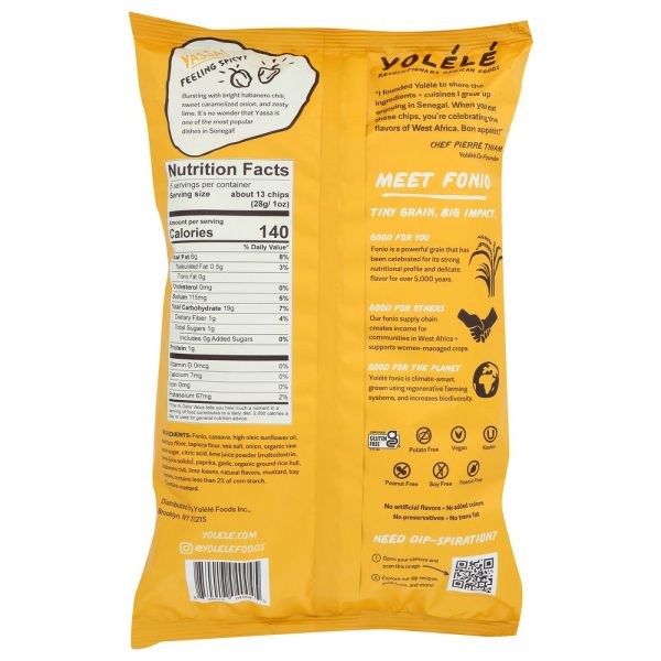 Yolele Fonio Chips Yassa! Chili Onion + Lime - 5 oz Online Sale