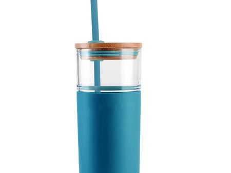 Bamboo Teal Silicone Glass Tumbler - 18 fl oz. on Sale