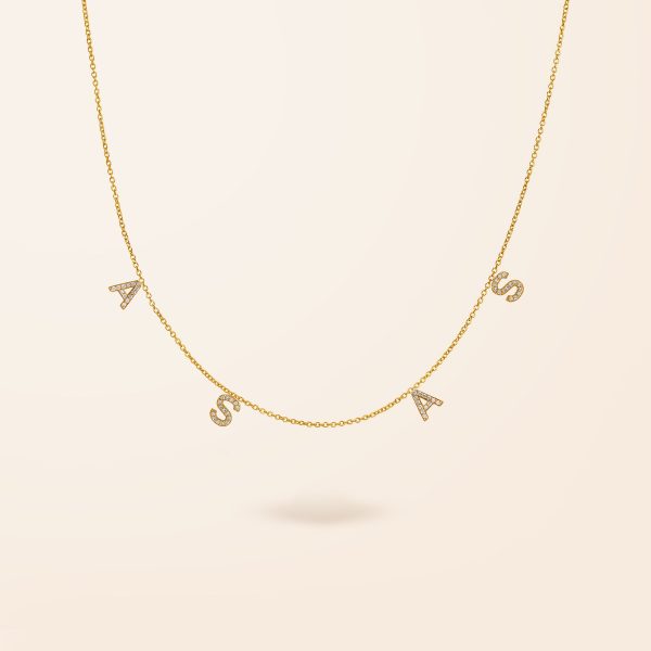 10K Gold Diamond Initial Drop Necklace Fashion