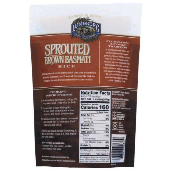 Lundberg Organic Sprouted Brown Basmati Rice - 16 oz For Discount