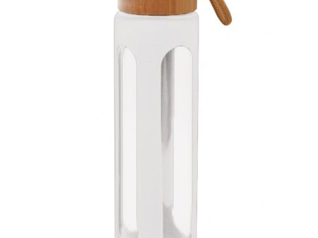 Bamboo White Silicone Glass Water Bottle - 24 oz. Cheap