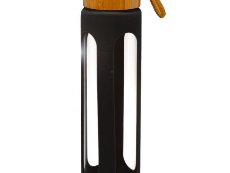 Bamboo Black Silicone Glass Water Bottle - 24 oz. Online