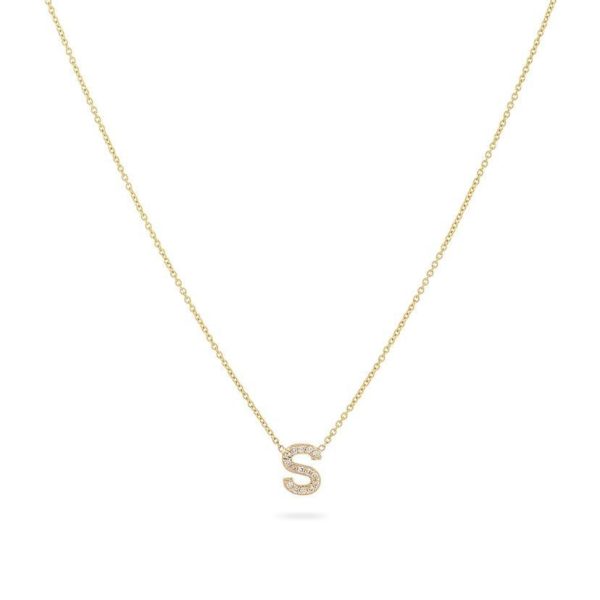 10K Gold Diamond Initial Drop Necklace Fashion