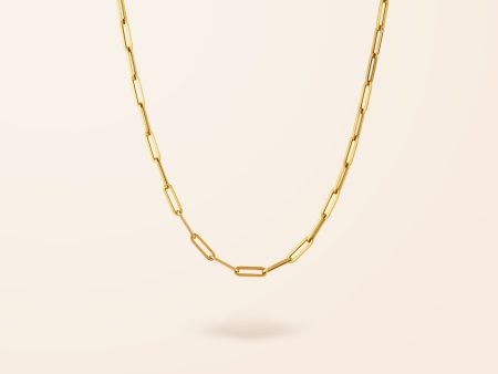 10K Gold Large Paper Clip Necklace For Discount