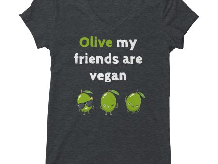 Olive My Friends Are Vegan  Womens V-Neck Shirt Discount