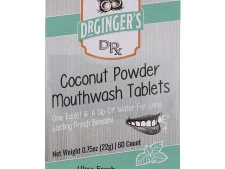 Dr Gingers Coconut Powder Mouthwash Tablets Mint Flavor - 60 ea Cheap