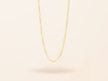 10K Gold Mini Mixed Link Necklace For Sale