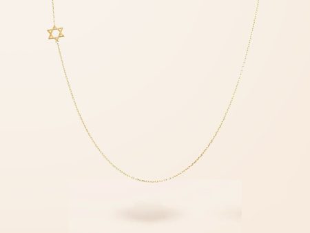 14K Gold Asymmetrical Star of David Necklace on Sale