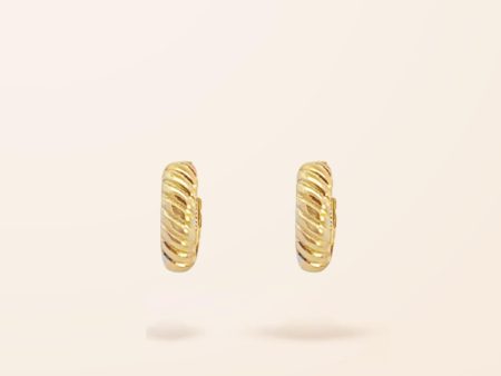 10K Gold Medium Twist Huggie Earrings For Cheap