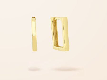 10K Gold Rectangle Huggle Earrings Online now