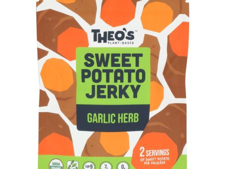 Theo s Plant Based Sweet Potato Jerky Garlic Herb - 2 oz Supply