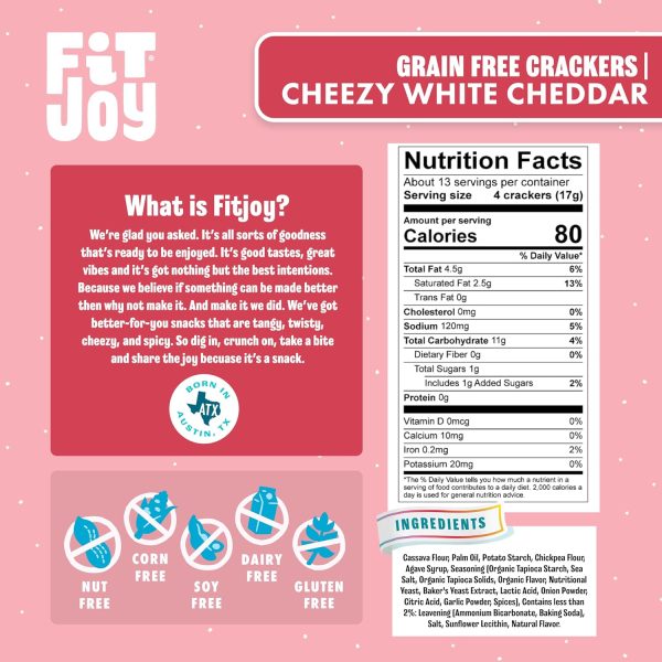 FitJoy Cracker Rounds Cheezy White Cheddar - 8 oz Online Sale