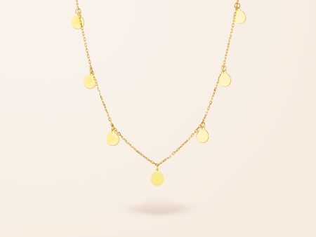 10K Gold Disc Drop Necklace For Cheap