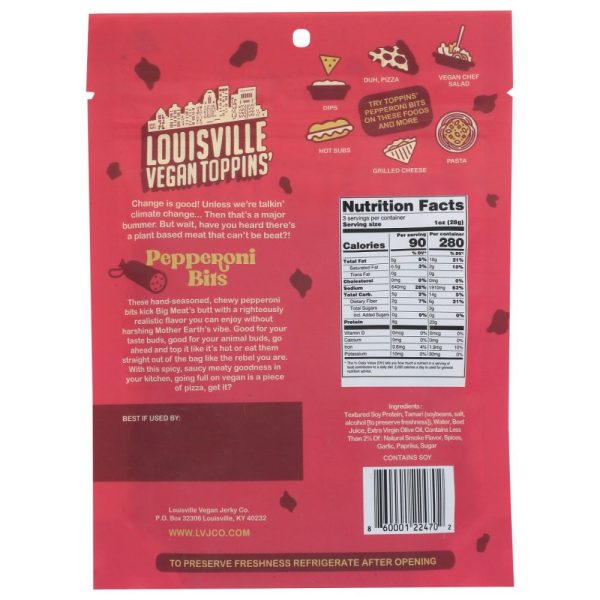 Louisville Jerky Vegan Toppins  Pepperoni Bits - 3 oz For Cheap