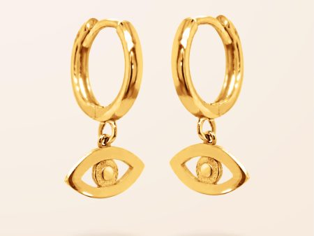 10K Gold Evil Eye Huggie Earrings Fashion