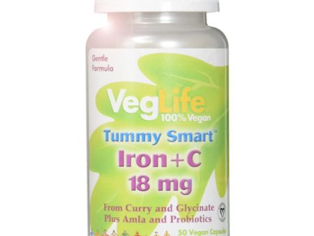 VegLife Tummy Smart Iron + C 18 mg - 50 Vegan Capsules on Sale