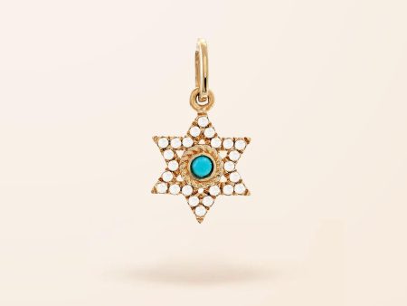 14K Gold Turquoise Star of David Charm Online