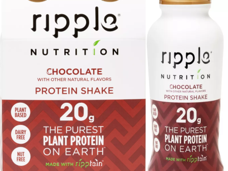 Ripple Nutrition Vegan Protein Shakes Chocolate - 4pk For Sale