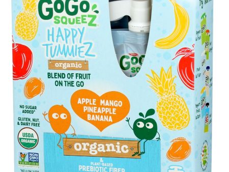 GoGo squeeZ Happy Tummiez Organic Apple Mango Pineapple Banana -  4pk 3.2 oz. Fashion