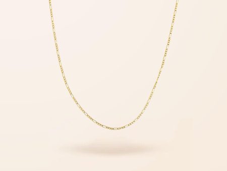 10K Gold Mini Figaro Chain Necklace For Sale