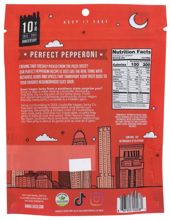 Louisville Vegan Jerky Co Enid s Perfect Pepperoni - 3oz Supply