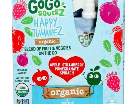 GoGo squeeZ Happy Tummiez Organic Apple Strawberry Pomegranate Spinach -  4pk 3.2 oz. Sale