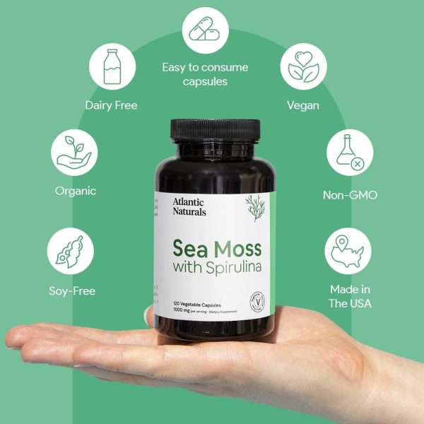 Atlantic Naturals Organic Sea Moss With Spirulina Capsules - 120 vc Hot on Sale