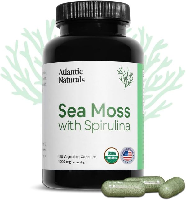 Atlantic Naturals Organic Sea Moss With Spirulina Capsules - 120 vc Hot on Sale