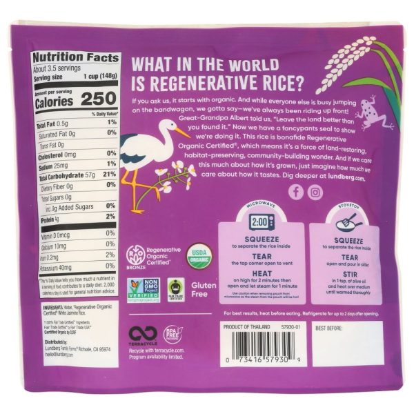 Lundberg Regenerative Organic Jasmine Rice - 17.3 oz For Discount