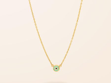 10K Gold Enamel Evil Eye Necklace Fashion